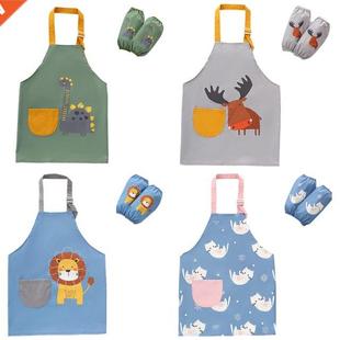 Kids Apron With Pocket Waterproof Boys Girls Adjustable Kitc