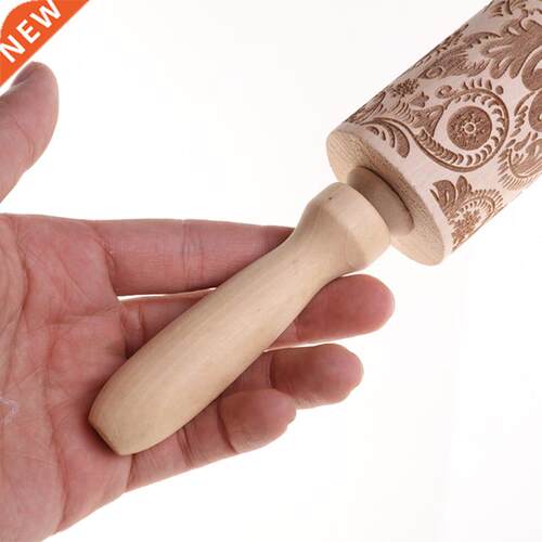 1PC Hand-Held Rolling Pins Snowflake Elk Wooden Christmas Ba