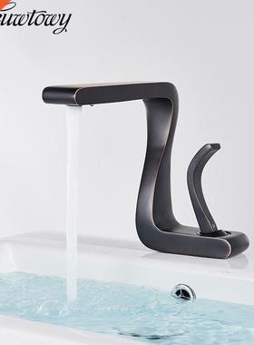Free Shipping Deck ounted Black Bathroo Faucet Hot And Co