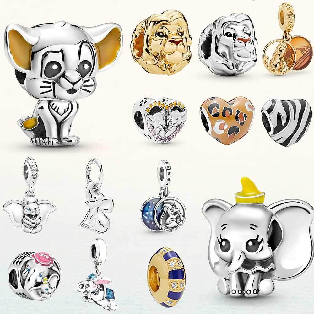 2021 NEW Real 925 Sterling Silver Charm Dumbo Simba Beads Su