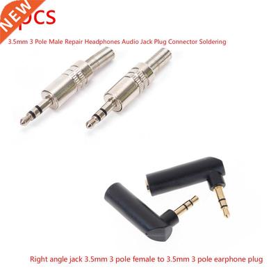 2PCS Sliver Gold 3.5mm 3 Pole Stereo 90 Degree Right Angle F