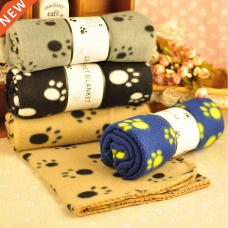 Pet Mat Soft Warm Fleece Paw Print Design Pet Puppy Dog Bed