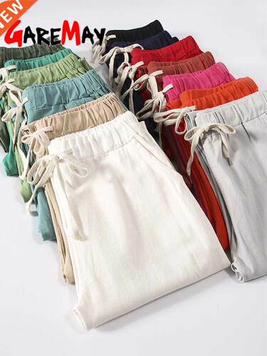 Garemay Cotton Lnen Pants for Women Trousers Loose Casual S