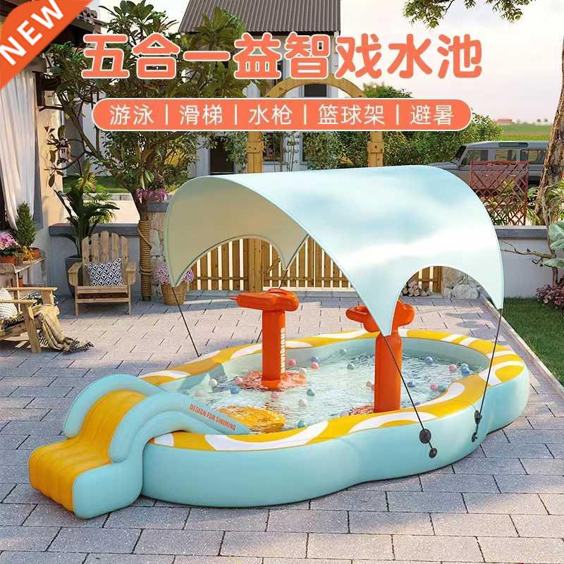 Inflatable swimming pool outdoor pool with sun shading