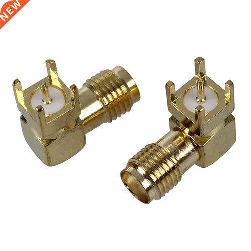 2 Pcs SMA Female Jack Mount PCB Solder Connectors Gold Tone