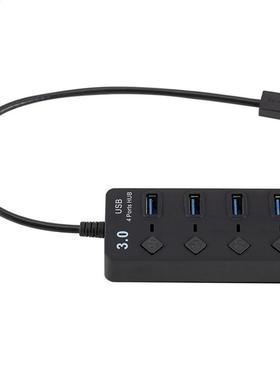 4-Port USB 3.0 Hub With Led Switch 1-Foot Cable Multiport US