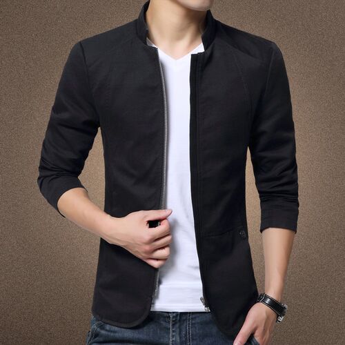 Mens Jacket Fashion Standing Collar Jacket Coats Men Slim Fi
