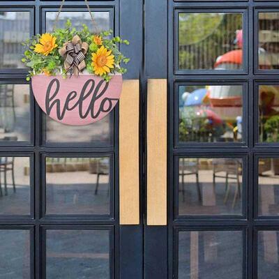 12inch Round Wood Hanging Sign 适用于 Front Door, Welcome Wr