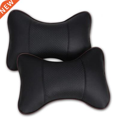 QFHETJIE 2pcs Car Neck Pillow Perforating Design PU Leather