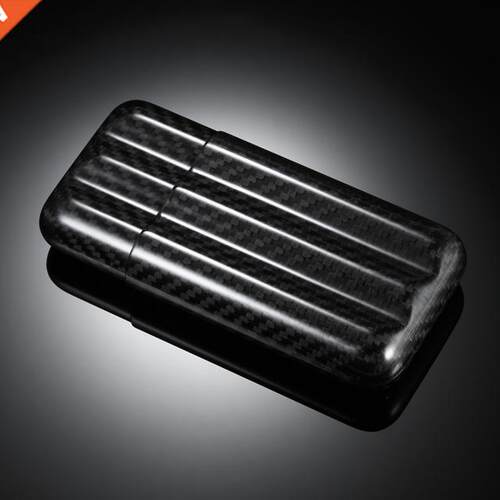 3-Cigar Box Black Carbon Fiber Lightweight Cigar Storage Tub