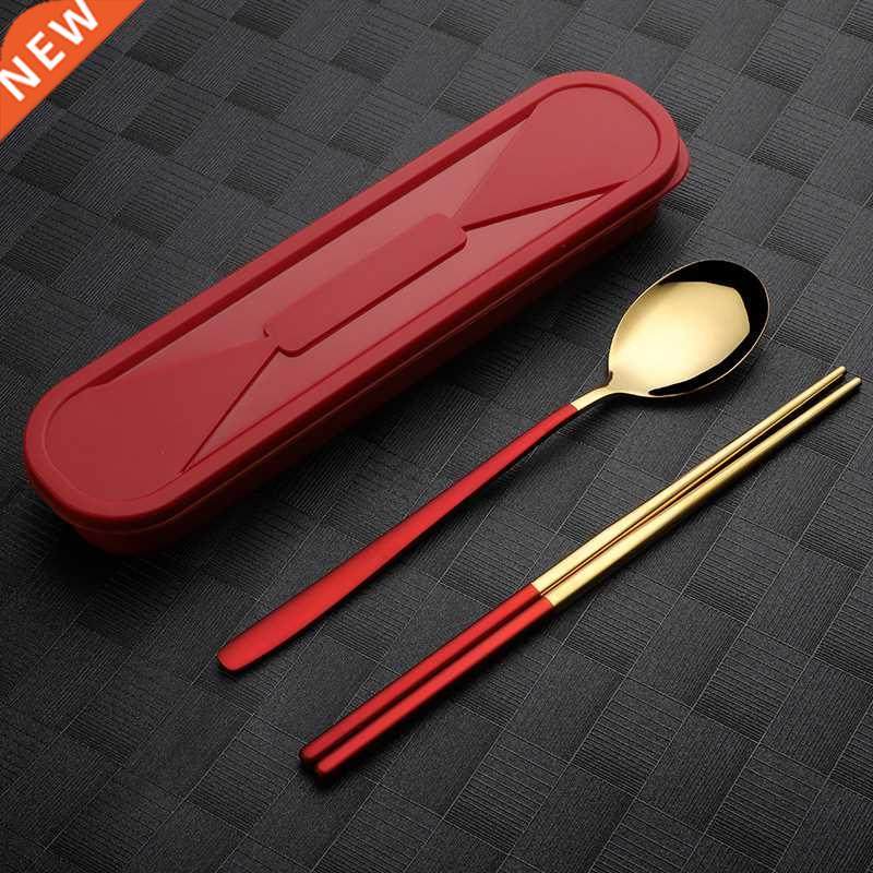 3PCS/Set Cutlery Spoon Fork Chopsticks Set Dinnerware Lunch