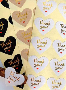 100 Pcs/lot Kawaii Thank you Red Heart design Hot Stamping
