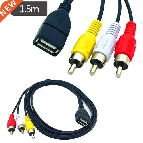 New 5 feet/1.5m USB 2.0 Female to 3 RCA Male Video A/V Prac
