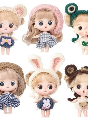 New Mini 1/12 Doll Ball-jointed Boy Girl OB11 Doll Curly Wig
