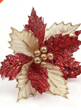 22CM Glitter Chic Christmas Tree Artificial Flower Butterfly
