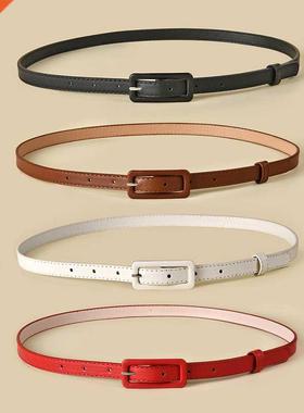 Multi-color Lady's Slender Thin Belt Square Head Pin Buc