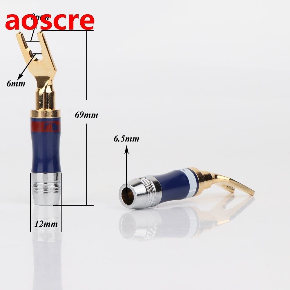 4pcs 24K Gold Plated Nakamichi Spade Fork plug Speaker Screw