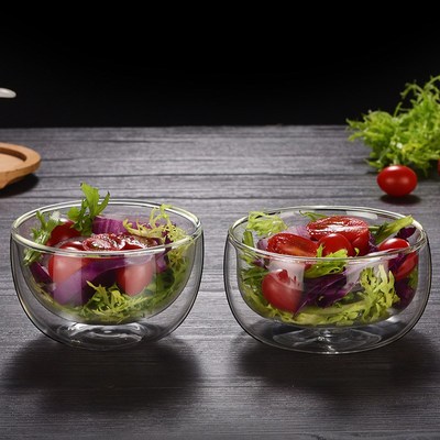 Double Glass Bowl Borosilicate Glass Tableware Transparent F