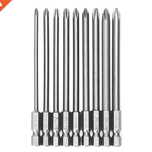 9 Pcs 1/4'' 100mm S2 Magnetic Hex Cross Head PH1 PH2