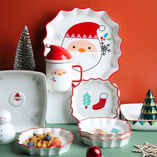Christmas Ceramic Tableware Retro Plate Western Dish Steak