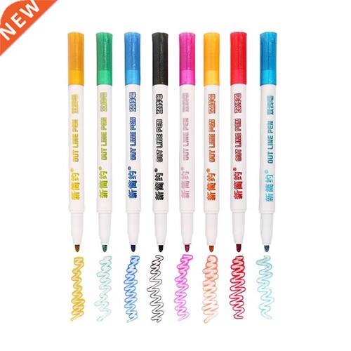 *8pcs/set Double Lines Contour Color Art Pens Markers Pen Ou