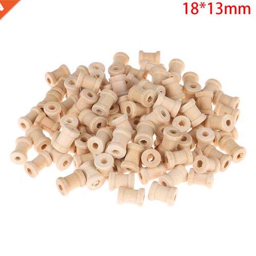 100PCS Wooden Color Empty Thre Spools Wood Bobbins Reels O