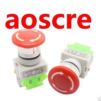 10Pcs AC 660V 10A 40mm Red Sign Emergency Stop Switch Push B