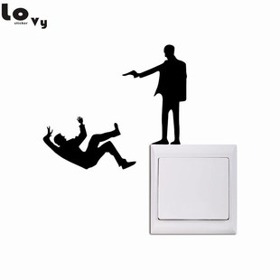 Funny Shooting Man Light Switch er Creative Figure Silhouett