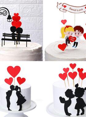 1Set Wedding Cupcake Topper Love Heart Sweet Lovers Cake Top