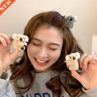 2021 Women Girls Cute Side Bangs Clip Plush Koala Bear Ornam