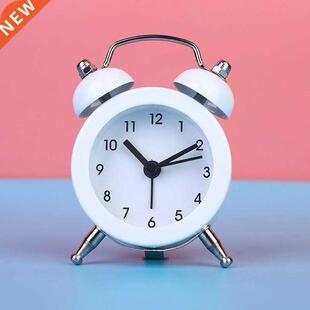 Cute Mini Metal Round Alarm Clock Desk Table Electronic Digi