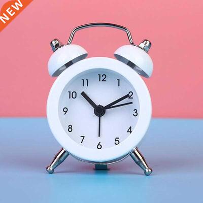 Cute Mini Metal Round Alarm Clock Desk Table Electronic Digi