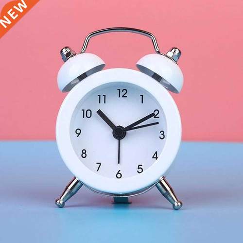 Cute Mini Metal Round Alarm Clock Desk Table Electronic Digi