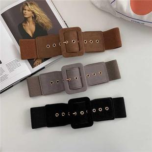 Women Belt Stch Wide Waist Belts Metal Buckle Leather Strap