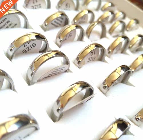 50pcs Silver Polished Comfort-fit 4mm Band Stainless Steel W