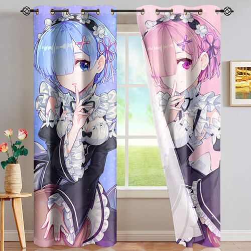 Popular Anime Re Zero Rem Ram 3D Printed Curtain Adult Kid