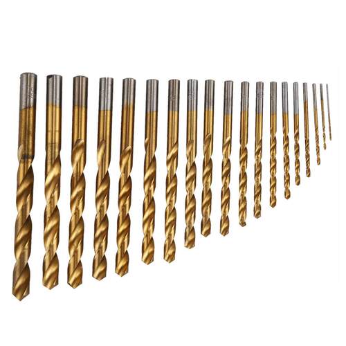 19pc titanium plated drill bit set, 1MM - 10MM HSS drill bit