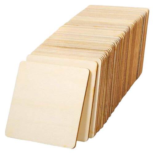72 Pieces Unfinished Square Wood Slices Blank 4 x 4 In,for C