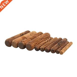 Pottery Tools,Wooden Handle Rollers Clay Modeling Pattern Ro