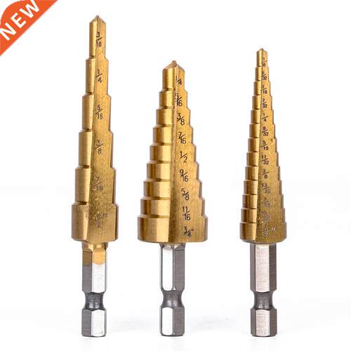 3pcs Large HSS Step Cone Drill Bit Titanium Coated Wood Mill