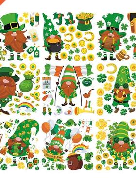 Patrick's Day Wall Stickers Gnome Tomte Window Cling