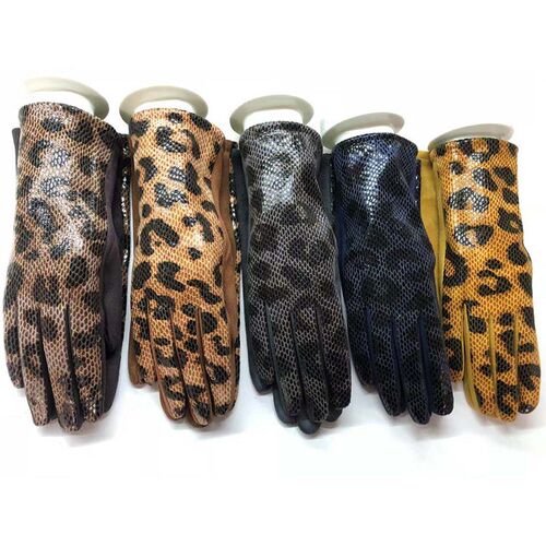 Fashion Women Touch Screen Glove Winter Faux Animal leather