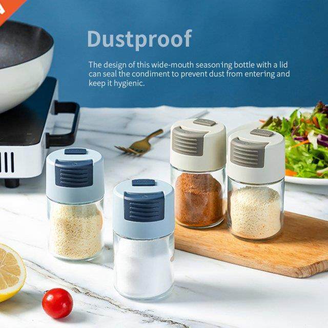 Glass Bottles Dustproof Spices Jars Shaker Container Househo
