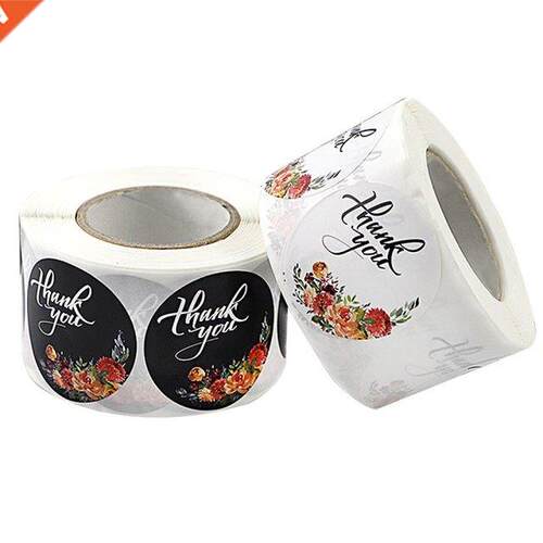 100-500pcs Floral Thank You Stickers Seal Labels For Package