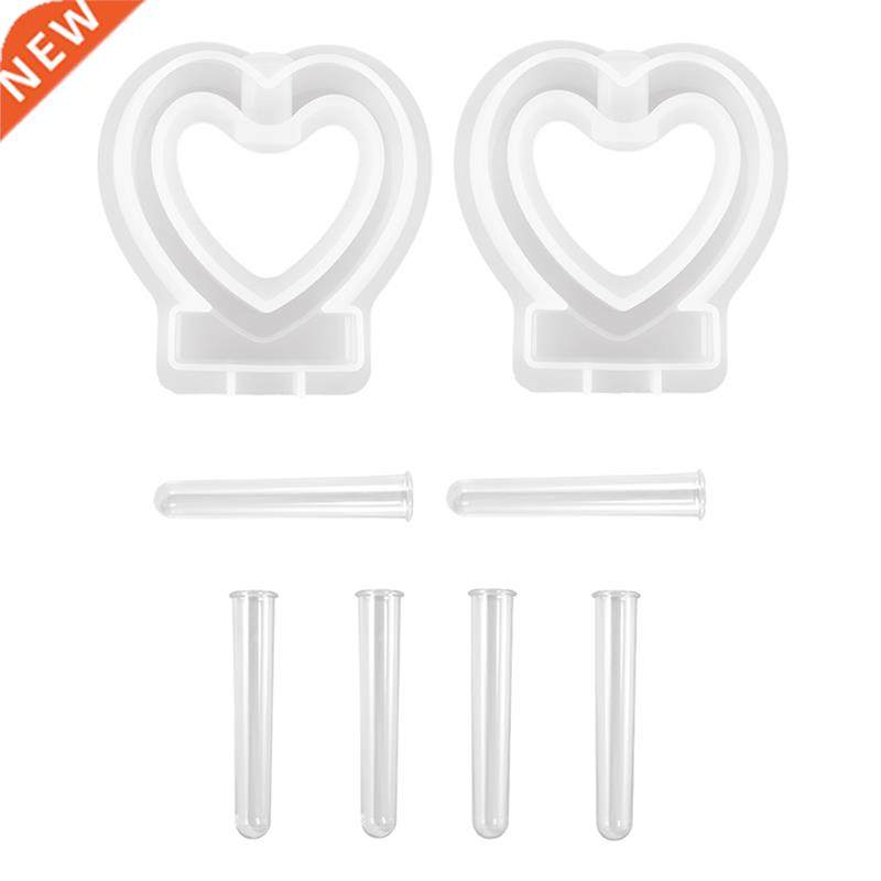 2 Pcs Heart-Shaped Vase Resin Mold with Test Tubes,Resin Mol