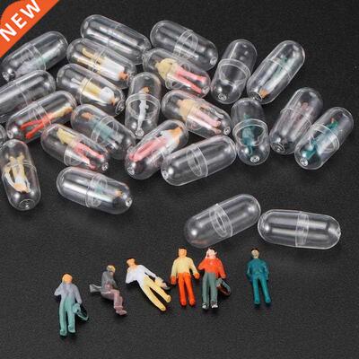 50Pcs Transparent Capsule Shell Plastic Pill Container Medi