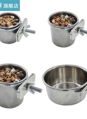 Pet Birds Hanging Cage Bowl Dish Cup Anti-turnover Stainless