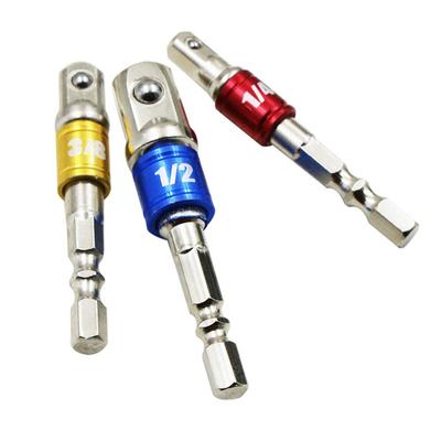 3pcs Socket Bit Adapter Set Hex Shank Extension To 1/4 3/8 1