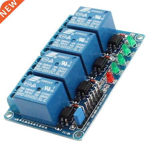 Blue 4 Way Optocoupler Low Level Trigger Relay Module Black