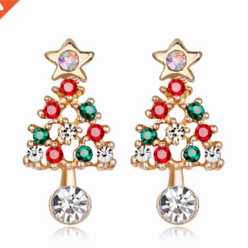 1 Pair Christmas Tree Shaped Ear Stud Rhinestone Alloy Earri